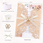 50PCS Laser Cut Wedding Invitations Cards with Envelopes Blank Inner Sheets - Image 2
