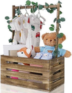 Wooden Baby Shower Crate Closet, Baby Basket with Handle, Personalized Baby Gifts Basket, Storage Basket, Newborn Boy Girl Welcome Gift for New Mom Parents by Snpwne