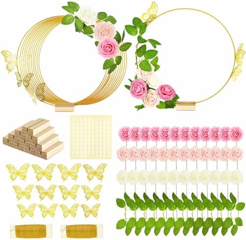Vercraft 12 Set Butterfly Hoop Centerpieces,White, Pink, Pink,Round by Vercraft