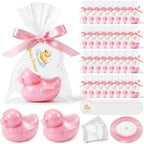 Leelosp Duck Soap Party Favors Gift with Transparent Bags and Thanks Tag for Baby Shower Guest Reveal Baptism Shower Wedding Birthday Summer Party Favor Decorations Supplies(50 Sets,Pink) by Leelosp