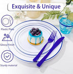 WELLIFE 350 Pieces Blue Plastic Plates - Disposable Silverware and Cups, Include: 50 Dinner Plates 10.25”, 50 Dessert Plates 7.5”, 50 Blue Cups 9 OZ, 50 Plastic Cutlery - Image 5