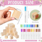 Qilery 75 Pcs Baby Shower Game Sign Kit Wood Blocks, Pink Purple, Butterfly - Image 3