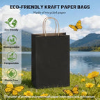 Mlyta 100 Pack 5.25x3.25x8.5 Inch Small Black Kraft Paper Gift Bags with Handles Bulk for Goodie, Party Favor Brithday Grocery Shopping, Business Wedding Retail Craft Treat To Go, Merchandise Sacks - Image 6