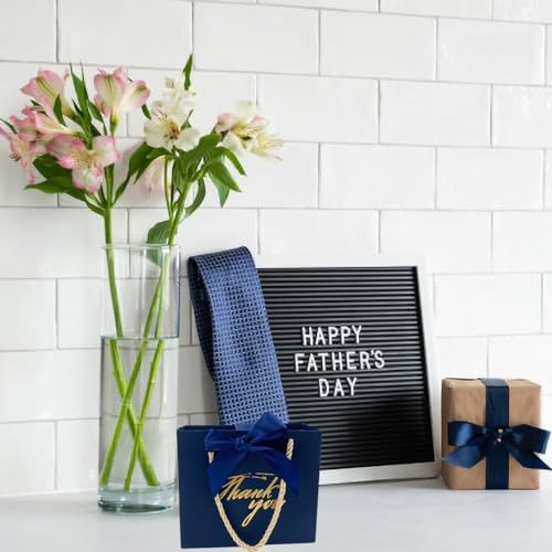TKSBAG 100 Pack Small Thank You Gift Bags with Handles, 5.5''x 2.3''x4.7'' Mini Navy Blue Gift Bags Bulk for Baby Shower, Birthday, Wedding, Party Favors, Back to School, Summer Party, Mother's Day - Image 5