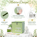 AerWo Sage Green Wedding Card Box, Acrylic Gift Card Box for Wedding Decor - Image 3
