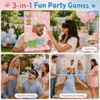 Cinrobiye 6 Set Baby Shower Games Kit Feed the Baby Shower Game with Pacifier Fishing Game, Balloon Baby Bump Limbo Challenge, Blindfold Team Party Activities for Gender Reveal Baby Shower - Image 7