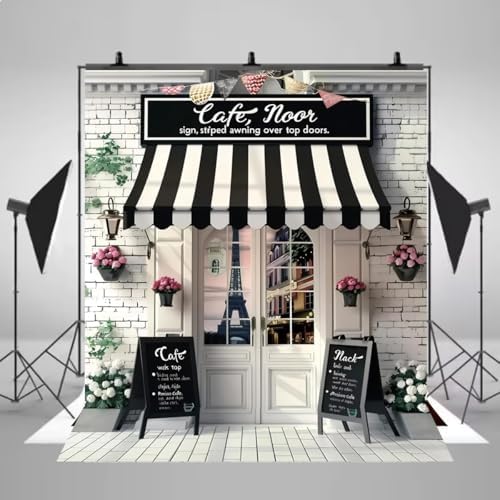 Paris Cafe Birthday Party Photography Backdrop Parisian Cafe Shop Tea Themed Bakery Buffet Decorative Backdrop Baby Shower Decorations Girls Floral French Parisian Cafe Tea Party Banner (8x6feet) - Image 6