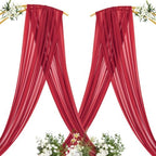 Sheer Gauze Wedding Arch Draping Fabric 29" x 20 FT 4 Panels Red - Image 4