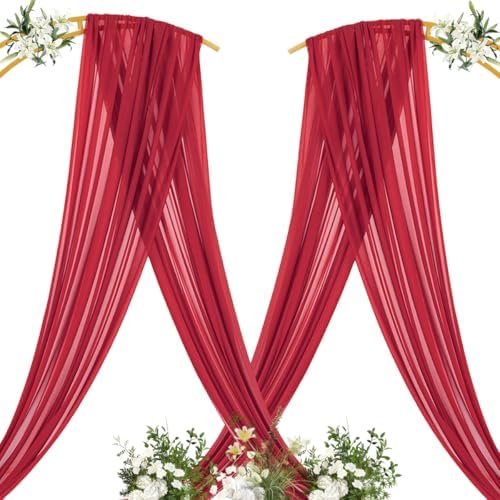 Sheer Gauze Wedding Arch Draping Fabric 29" x 20 FT 4 Panels Red - Image 4