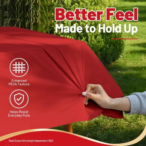 Rectangle Tablecloth, 300 Ft X 54 In Everyday Plastic Table Cloth PEVA, Red - Image 4