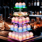 5 Tier Cupcake Stand with Rechargeable Light, LED Acrylic Cupcake Tower - Image 3