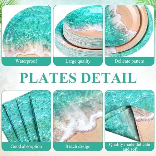Funnymoom 250 Pcs Beach Ocean Waves Paper Plates Napkins and Cups Serves 50 - Image 2