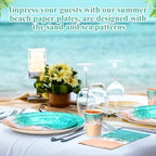 Funnymoom 250 Pcs Beach Ocean Waves Paper Plates Napkins and Cups Serves 50 - Image 6