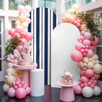 Strip Spandex Arch Backdrop Cover 7.2FT for Balloon Garland Rustic Nautical Strip Navy Blue Double-Sided Chiara Backdrop Stand Cover Elastic Fabric Background for Birthday Party Baby Shower Decor - Image 6