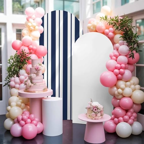 Strip Spandex Arch Backdrop Cover 7.2FT for Balloon Garland Rustic Nautical Strip Navy Blue Double-Sided Chiara Backdrop Stand Cover Elastic Fabric Background for Birthday Party Baby Shower Decor - Image 6
