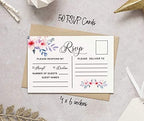 50 Blank RSVP Cards with White Envelopes-Floral & Leaves Style Response Card-RSVP for Wedding-Rehearsal Dinner-Baby Shower-Bridal Shower-Engagement Party Invitations - Image 4