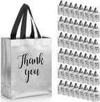 Fumete 50 Pcs Silver Glossy Thank You Gift Bag with Handles by Fumete