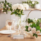 Tuanse 40 Pack White 4 x 6 Inch Acrylic Wedding Table Number 1-40 Clear Wedding Table Stand with Numbers Calligraphy Holders Signs for Reception Centerpieces Decorations - Image 5