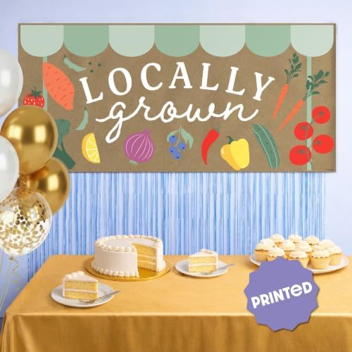 Big Dot of Happiness Locally Grown Kraft Paper Banner, Farmers Market Baby Shower Party Welcome Banner, Printed Brown Paper Party Sign Decoration – 1 Count - Image 2