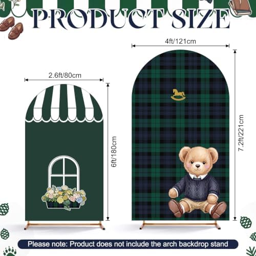 Mindsoft 2 Pcs Preppy Bear Arch Cover, Green, 6ft 7.2ft - Image 3