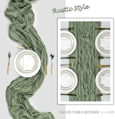 12 Pack 23 x 120 Inch Sage Green Table Runner 10Ft Cheesecloth - Image 6