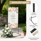 Garvee Wedding Welcome Sign Stand, 50/68 in Adjustable Metal Wedding Sigh Holder with 4 Faux Leather Straps, Hanging Sign Stand for Display Party Baby Shower, Black - Image 4
