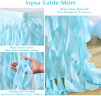 Partisky Aqua Blue Tulle Curly Willow Table Skirt for Rectangle Table 14ft, Ruffle Tutu Table Cloth for Boys Baby Shower,Birthday Party Candy Cake Tables - Image 5