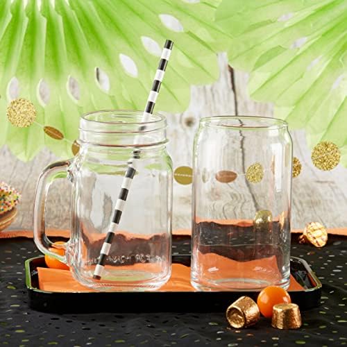Kate Aspen 12PCS 16 oz. Large Glass Jars with Handles, Mason Jars Mugs, Wide Mouth Drinking Glass and DIY Favor Decor for Wedding, Bridal Shower, Baby Shower Party (No Lids) - Image 3