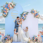 White and Blue Arch Backdrop Cover 7.2FT 6FT Wedding Arch Covers Set of 2 Spandex Fitted Fabric Backdrops Double-Color Arches Covers Stretchy Backdrop for Party Baby Shower Birthday Decoration - Image 2
