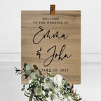 Andaz Press Large Wooden Welcome Sign for Wedding Rustic Welcome Sign 16" x 20" Custom Names Date & Location Script Wedding Signage English Oak MDF Wood Finish Wedding Reception Indoor Outdoor Signs - Image 3