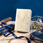 WRAPAHOLIC 30 Inch Navy Wrapping Paper - Jumbo Roll Gold and Navy Print with Cut Lines for Christmas, Birthday, Holiday, Father's Day, Baby Shower - 4 Rolls - 30 Inch x 120 Inch Per Roll - Image 4