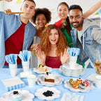 350 Pcs Blue and White Paper Plates and Napkins Set, Tableware for 50 Guest - Image 5