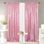 Eternal Beauty Fuchsia Pink Sequin Backdrop Curtains, 4 Panels 2x8FT - Image 2