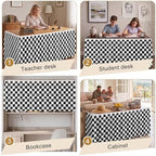 Sanwarm Table Skirt, 29" x 108", for Rectangular & Round Desk Checkered - Image 6