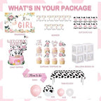 Cow Baby Shower Decorations for Girl, Fiesec Pink Farm Cow Themed Baby Shower Decorations Backdrop Balloon Garland Welcome Baby Banner Tablecloth Cake Topper Box Cutout Mom To Be Sash - Image 2