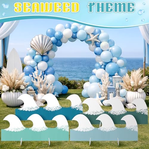 4 Pack Ocean Waves Cardboard Cutout Stand up 27 Inch Ocean Beach Theme Party Decoration Wave Life Size Photo Props for Summer Party Under The Sea Home Decoration - Image 4