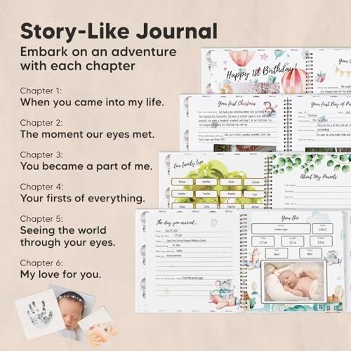 KeaBabies Inkless Hand and Footprint Kit and First 5 Years Baby Memory Book Journal - Ink Pad for Baby Hand and Foot Prints - 90 Pages Hardcover First Year Keepsake Milestone Book for Boys, Girls - Image 7