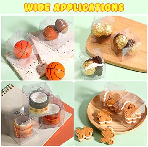 Eaasty 200 Pcs 2 x 2 x 2 Inch Clear Favor Boxes Small Transparent Candy Gift Box Plastic Treat Boxes Party Favor Cube for Packaging Containers Macaron Birthday Wedding Baby Shower (Pack of 4) - Image 6