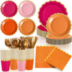Mimorou 169 Pcs Pink and Orange Plates and Napkins Party Supplies by Mimorou