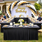 6 Pack Spandex Black Table Clothes for 6 Foot Rectangle Tables, Wrinkle Free Table Cloth Fitted Tablecover Stretchy Tablecloths with Skirt for Parties Wedding Banquet - Image 4