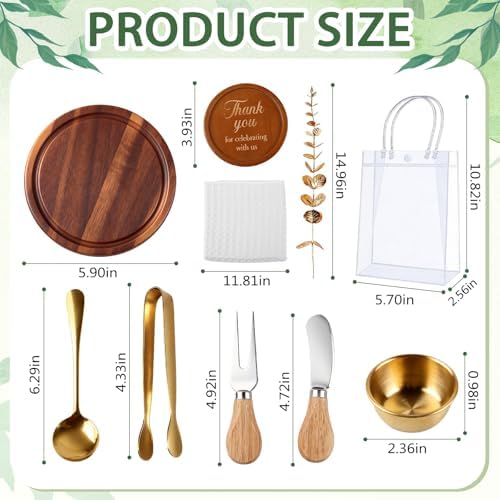 Giftota 6 Sets Baby Shower Prizes for Game Winners - Acacia Wood Cheese Board with Butter Spreaders, Thank You Card and Gift Bags for Wedding Bridal Shower Favors (73 pcs) - Image 5