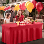 Shillance 6 Packs Red Spandex Table Clothes for 6 Foot Rectangle Table, Spandex Table Covers 6FT Stretch Table Skirts Wrinkle Free Fitted Table Cloth for Valentines, Event, Wedding, Banquet & Parties - Image 4