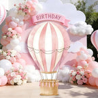 2.9 ft x 4.9 ft Hot Air Balloon Baby Shower Decorations, Large Pink Hot Air Shaped Cardboard Cutout, Life-Size Standup Photo Booth Props for Birthday Party Celebration Backdrops Decor by WelcometoLawnIdyll