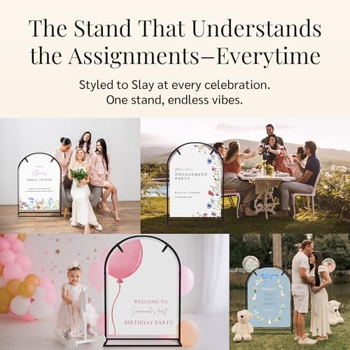 Arch Wedding Welcome Sign Stand with Holder - Elegant Metal Easel Display for Seating Chart, Reception Signs, Welcome Board - 30+ Customizable designs for Baby, Bridal Shower - Versatile Party Sign Holder - Image 5