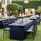 2 Pack Navy Blue Spandex Tablecloths for 8 Foot Rectangle Tables, Wrinkle Free Fitted Table Cloths 8ft Stretchy Table Cloth Covers with Skirt for Parties Weddings Birthday Banquet Baby Shower - Image 3