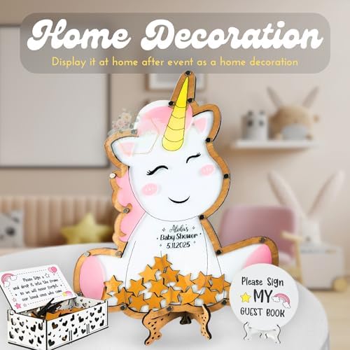 Unicorn Baby Shower Guest Book Alternative - Wooden Frame Drop Box - Image 5