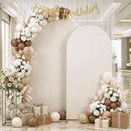2 Set Wedding Arch Cover Cream White Ripple & Solid Stretchy Backdrop Cover by Tegeme