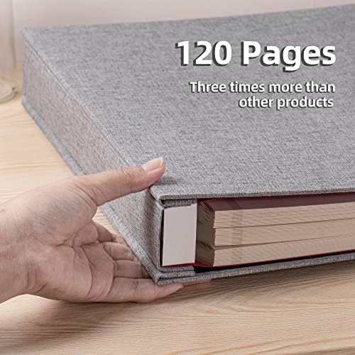 Large Photo Album Self Adhesive 4x6 5x7 3x5 8.5x11 Scrapbook Magnetic Album DIY Scrap Book Length 13 x Width 12.8 (Inches) 120 Sticky Pages Linen Cover DIY Photo Album (Grey) - Image 4
