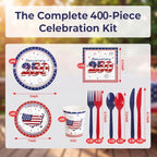 400 Pcs Disposable 250th Anniversary 4th of July Tableware Set for 50 Guest - Image 3