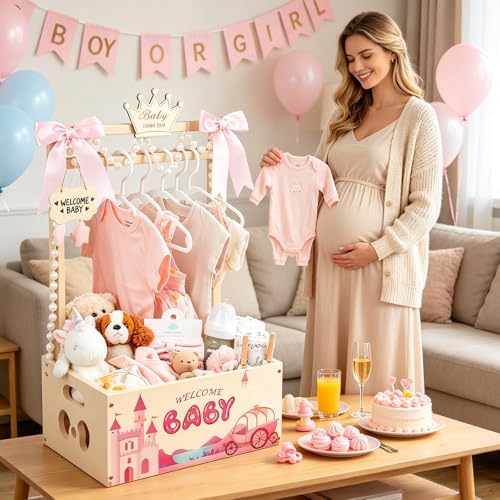 Wooden Baby Shower Crate Closet, Baby Shower Gift Basket for Newborn Gifts - Image 2